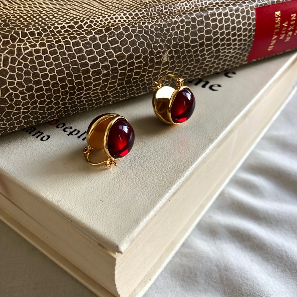round ruby earrings